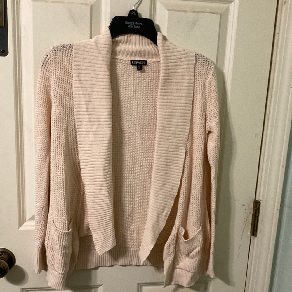 Gorgeous Cream Colored Express Cardigan Sweater XS S Shawl Collar Ribbed